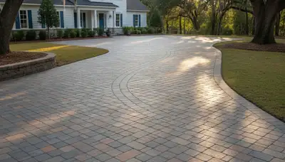 Interlocking paver driveway installation by Chop Chop Landscaping in Wilmington, NC showcasing expert design