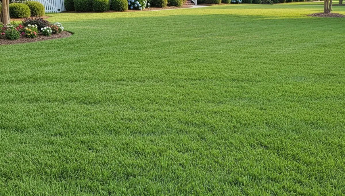 Lush green residential lawn showing professional lawn care results by Chop Chop Landscaping in Wilmington, NC