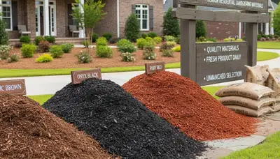 Brown, black, and red mulch varieties for landscaping in Wilmington, NC by Chop Chop Landscaping