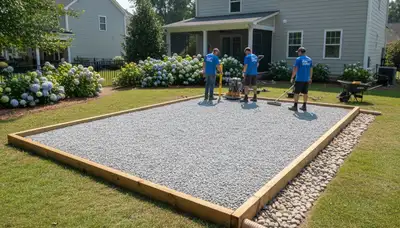 Professional shed foundation base preparation by Chop Chop Landscaping in Wilmington, NC