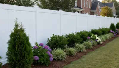 White wooden privacy fence installation by Chop Chop Landscaping in Wilmington, NC